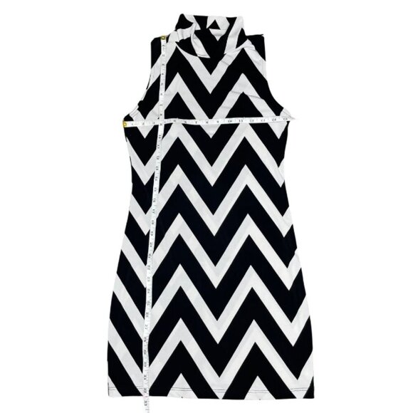 a'gaci Women's Chevron Geometric Mock Neck Mini Dress Black & White Size Small - Picture 5 of 7